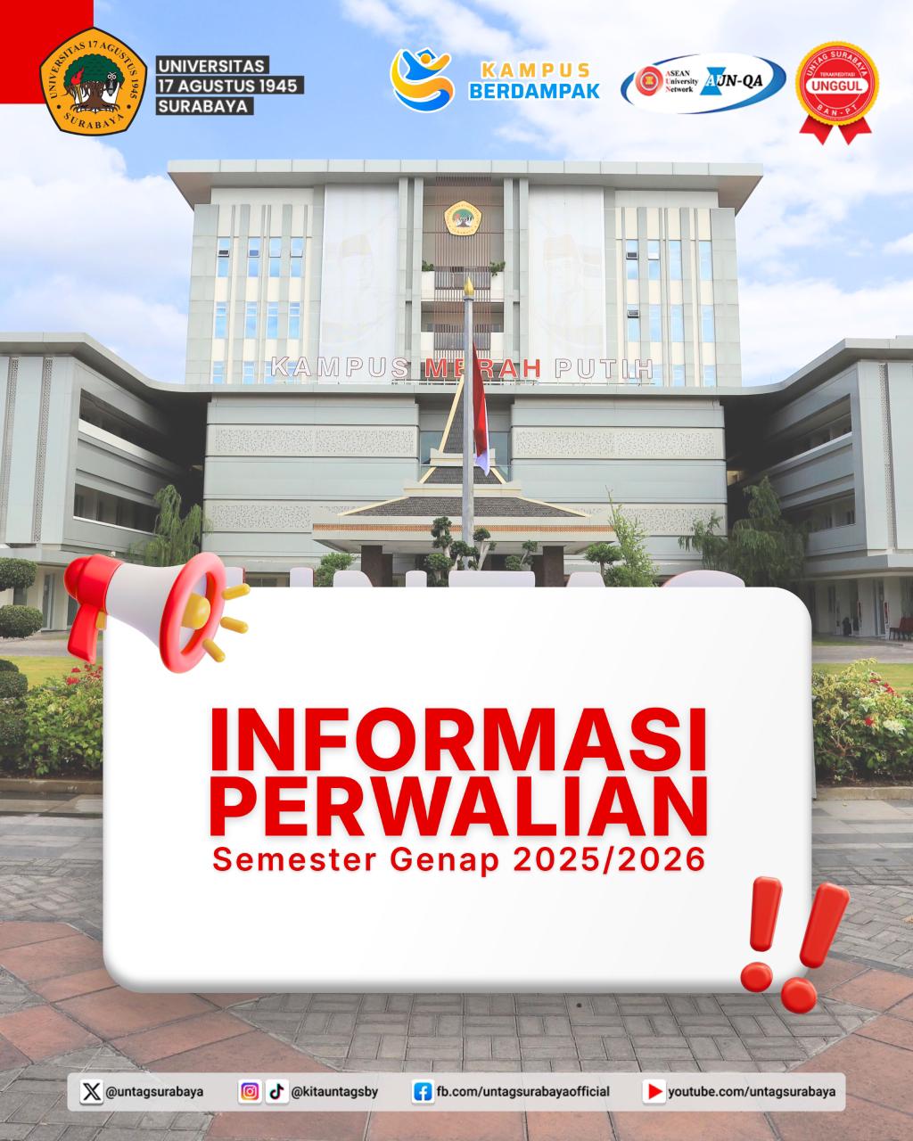 UNTAG Surabaya Umumkan Jadwal Perwalian Semester Genap 2025/2026