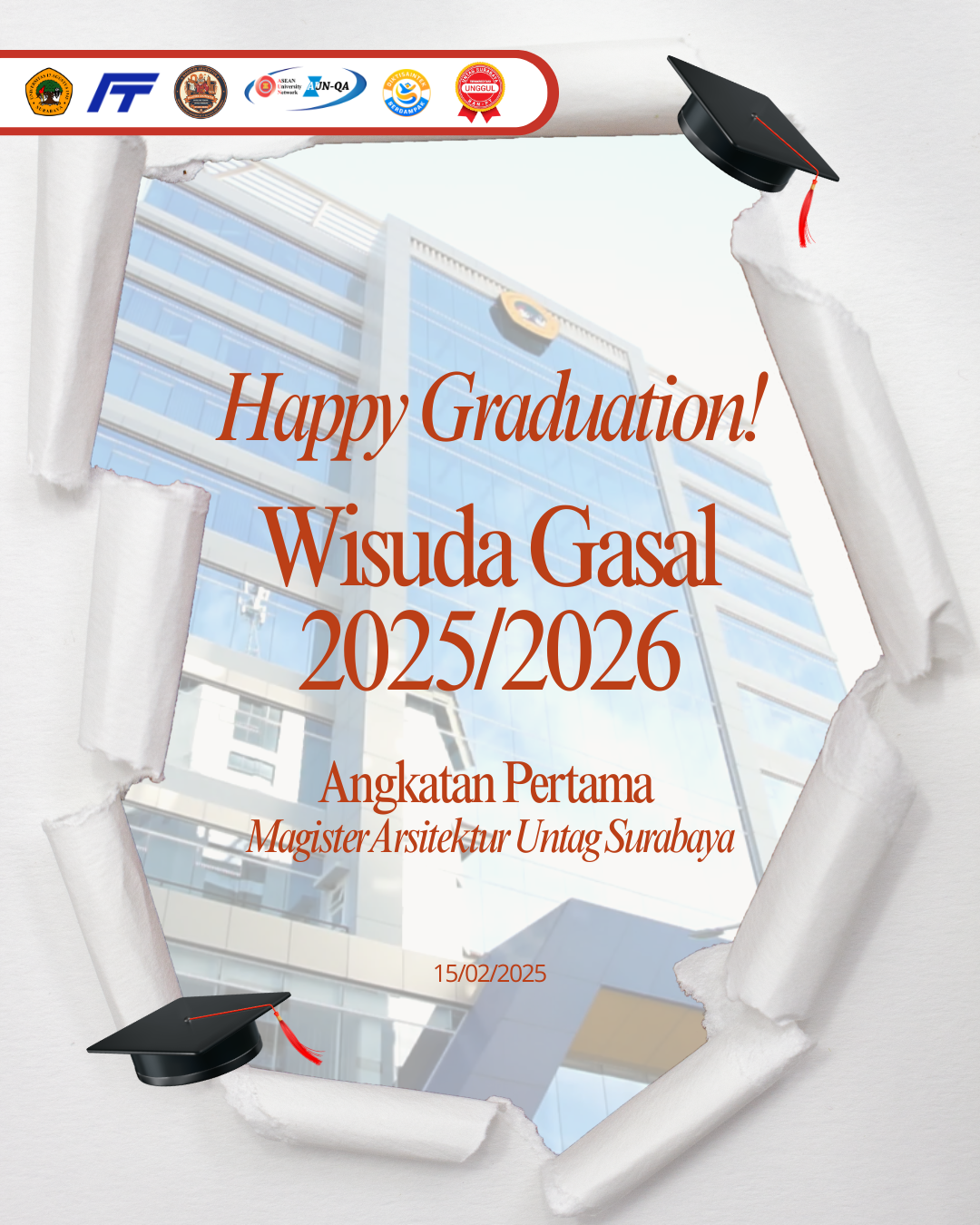 Magister Arsitektur Secara Resmi Mengukuhkan 8 Lulusan Pertama di Wisuda ke-132 Untag Surabaya