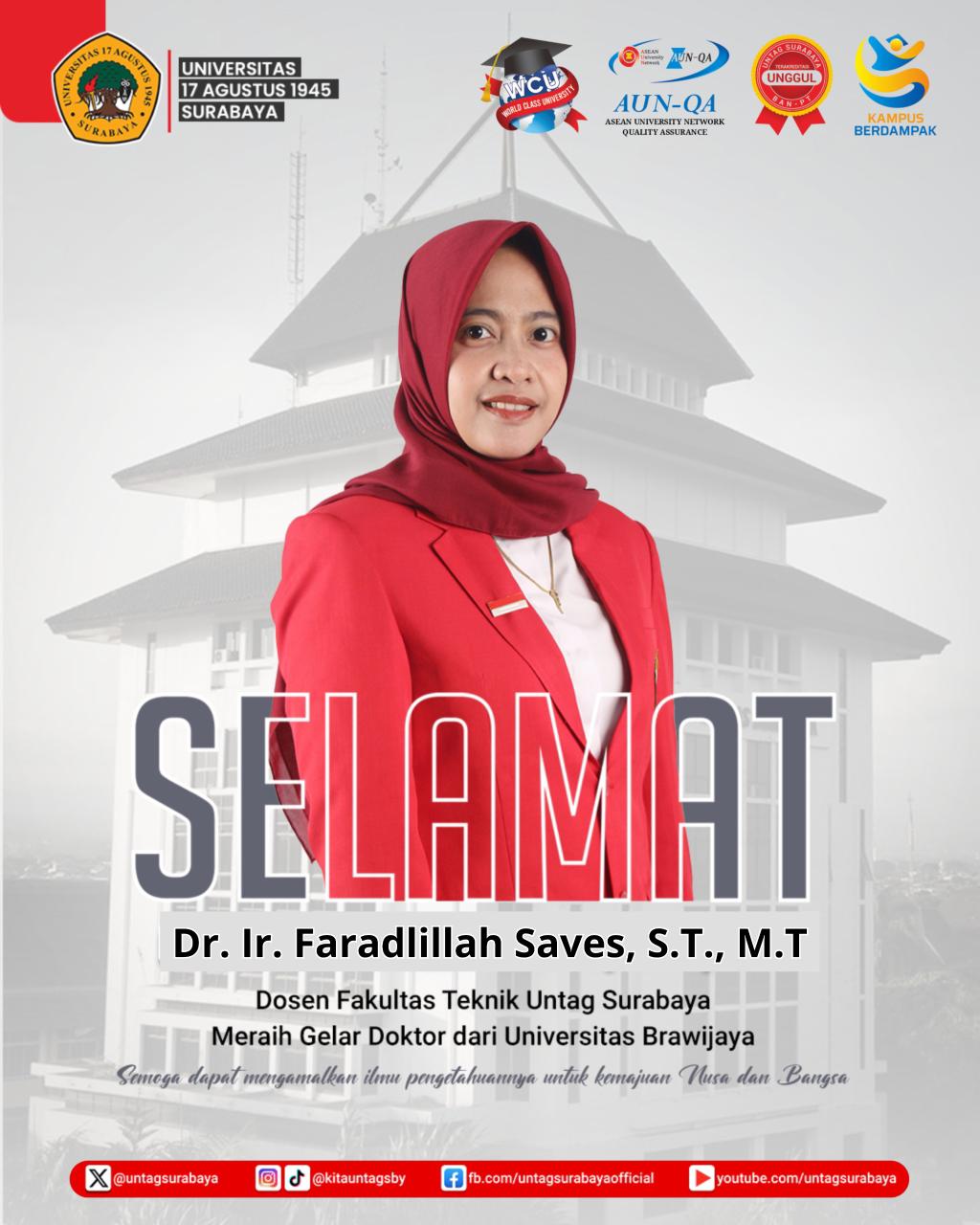 Kontribusi untuk Pengelolaan Sumber Daya Air: Wakil Dekan Fakultas Teknik Untag Surabaya Raih Gelar Doktor