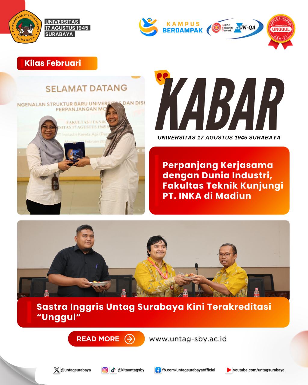Memperkuat Sinergi Industri, Fakultas Teknik Untag Surabaya Perpanjang Kerja Sama dengan PT. INKA