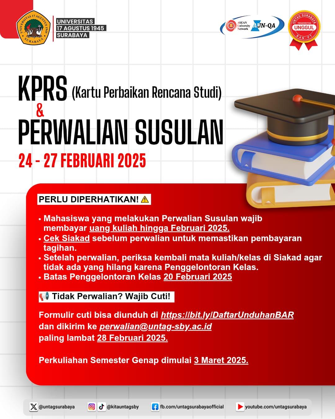 Hari Terakhir KPRS dan Perwalian Susulan, Segera Program Mata Kuliah Milikmu!