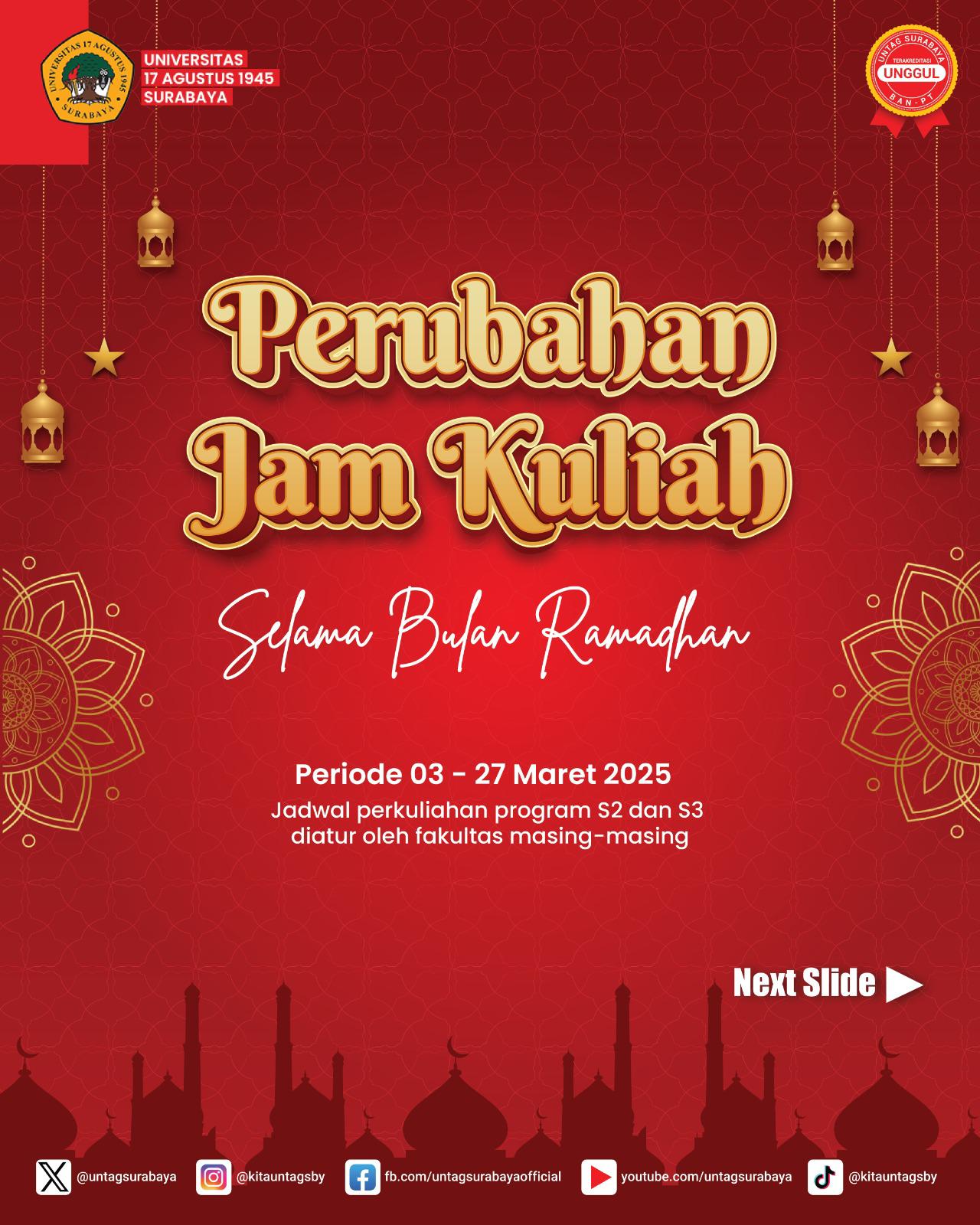 Perubahan Jam Kuliah Selama Bulan Ramadhan 2025