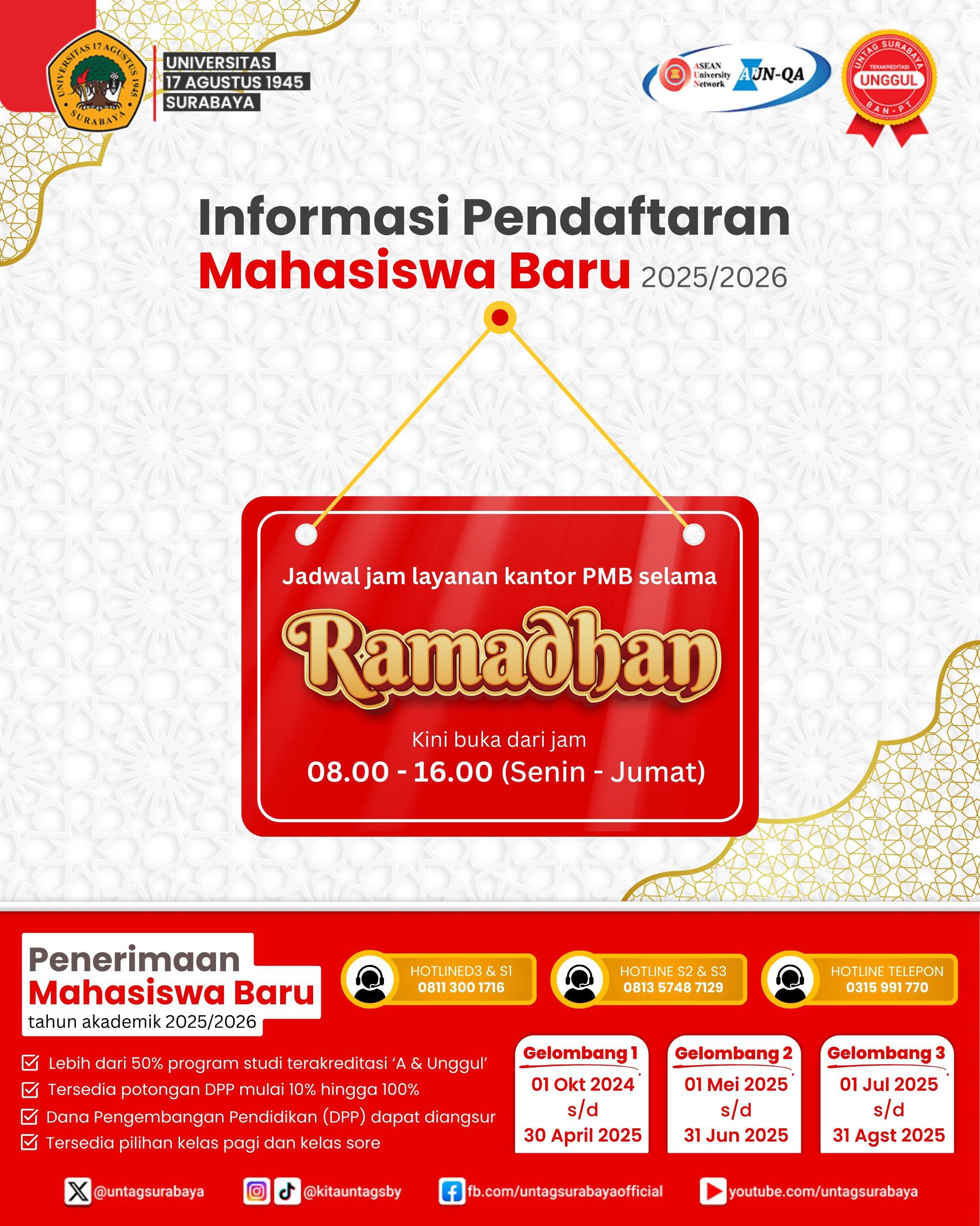 Informasi Pelayanan Mahasiswa Baru 2025/2026 Selama Bulan Ramadhan