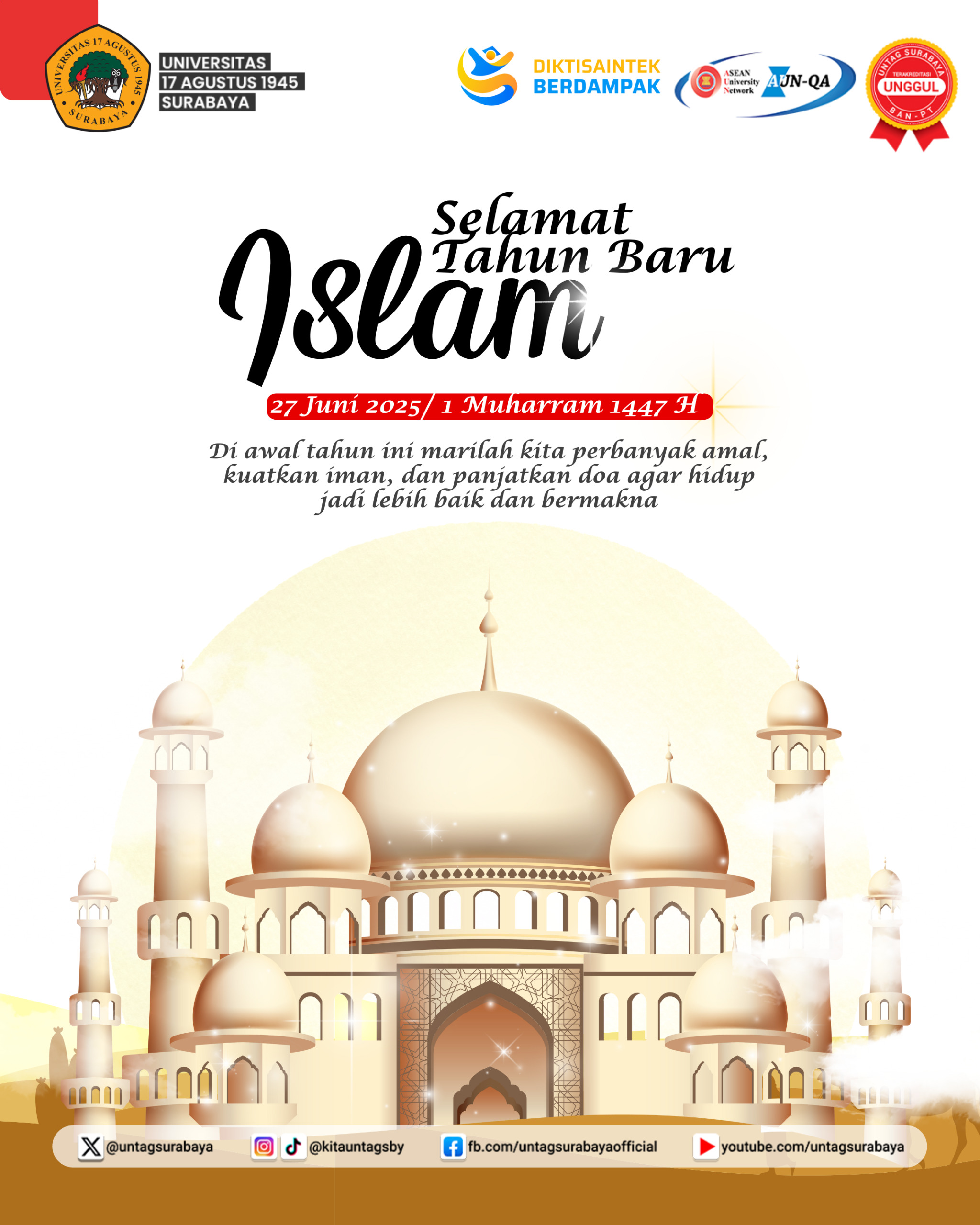 Universitas 17 Agustus 1945 Surabaya Mengucapkan Selamat Tahun Baru Islam 1 Muharram 1447 H